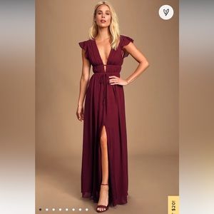 NWT Lulu’s I'm All Yours Ruffled Maxi Dress XS